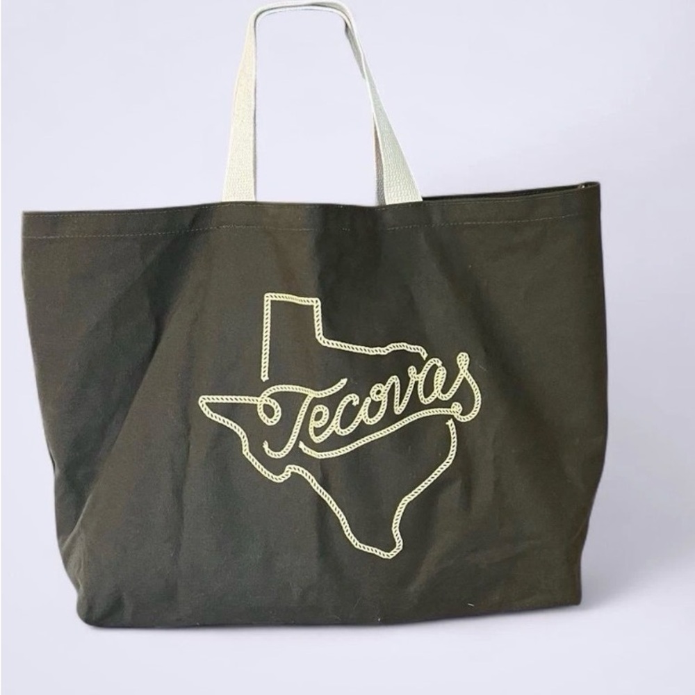 Tecovas large Dark olive green Tote with Texas Outline nwot